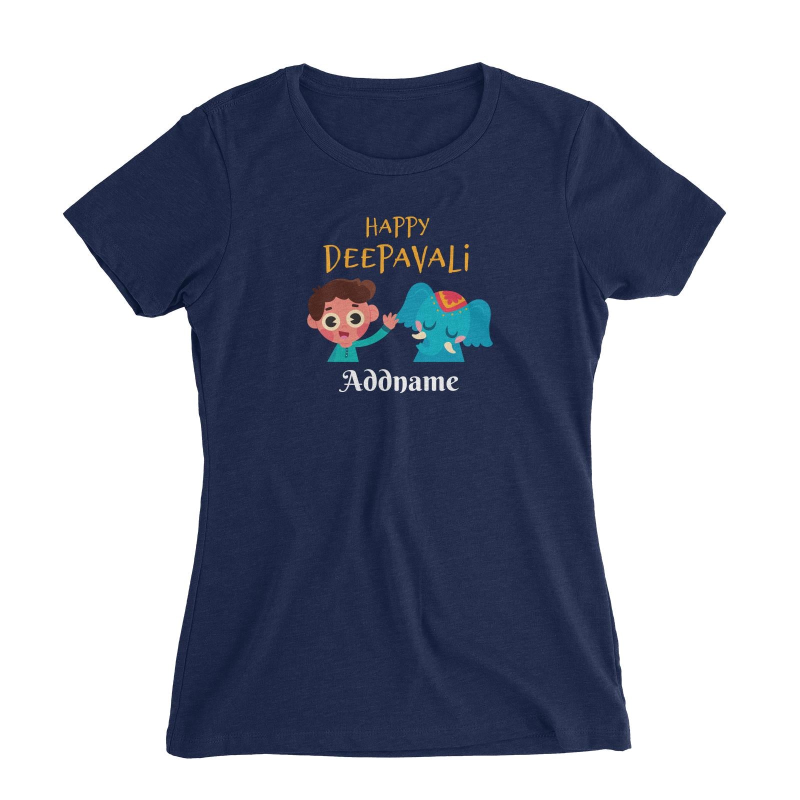 Deepavali Series Little Boy Wishes You Happy Deepavali Women's Slim Fit T-Shirt
