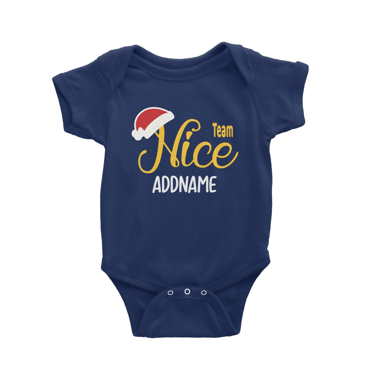 Xmas Team Nice with Santa Hat Baby Romper