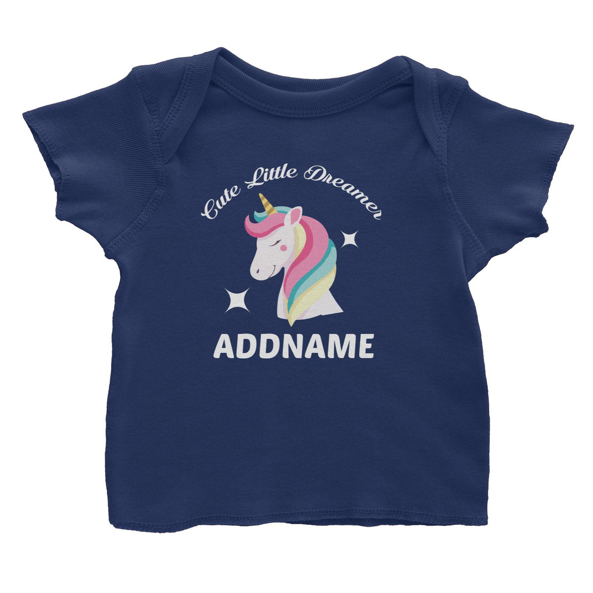 Unicorn Cute Little Dreamer Addname Baby T-Shirt