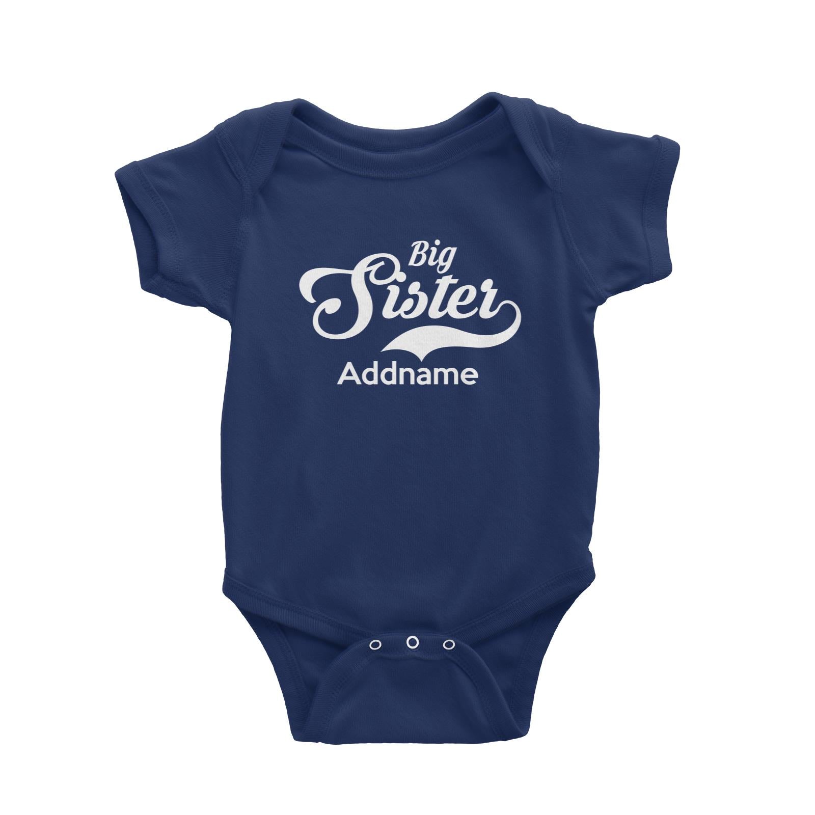 Retro Big Sister Addname Baby Romper  Matching Family Personalizable Designs