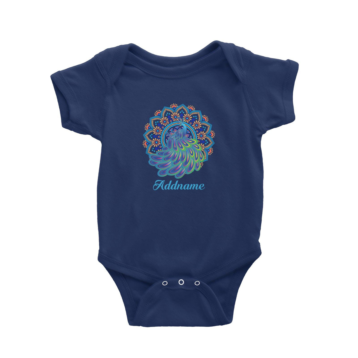 Deepavali Series Virtue Peacock with Sky Blue Mandala Baby Romper