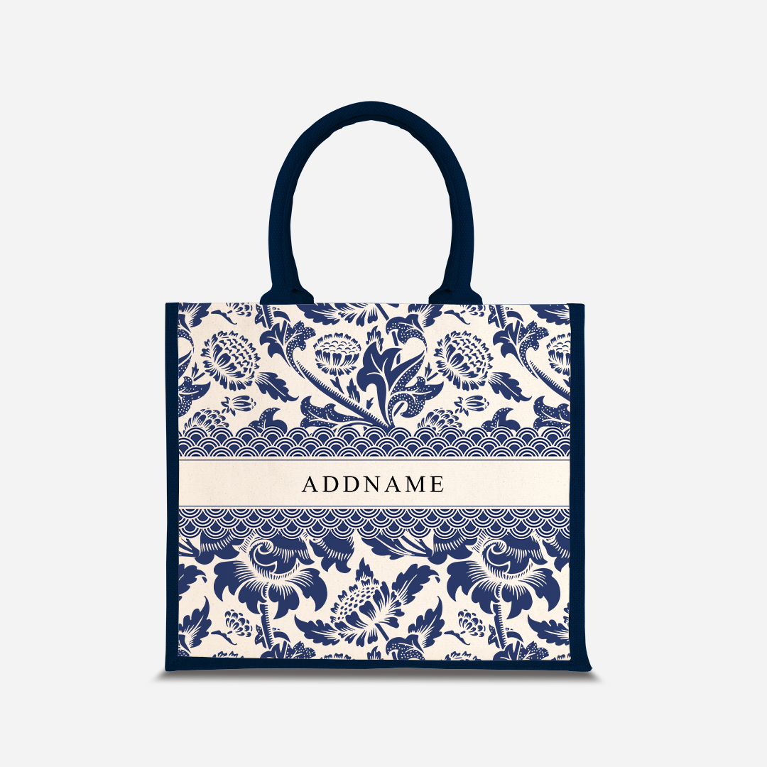Limitless Opportunity Series - Blue Half Lining Jute Bag With English Personalization