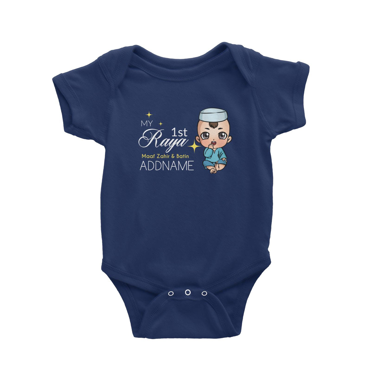 Raya Chibi Baby Baby Boy My 1st Raya Maaf Zahir &amp; Batin Addname Baby Rompers