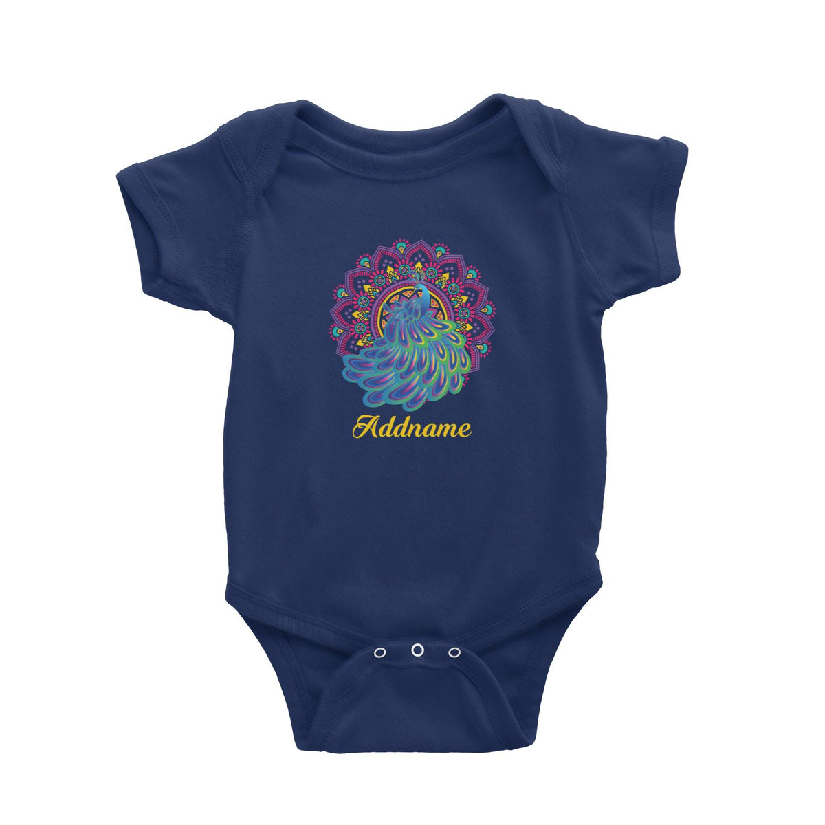 Deepavali Series Virtue Peacock with Purple Mandala Baby Romper