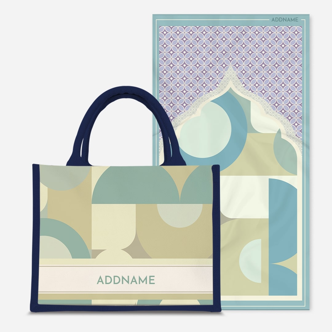 Ryn Series Prayer Mat with Half Lining Small Jute Bag-Pandan