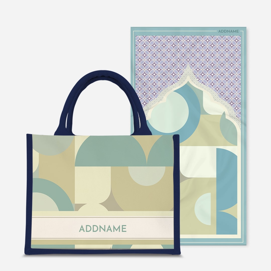 Ryn Series Prayer Mat with Half Lining Small Jute Bag-Pandan