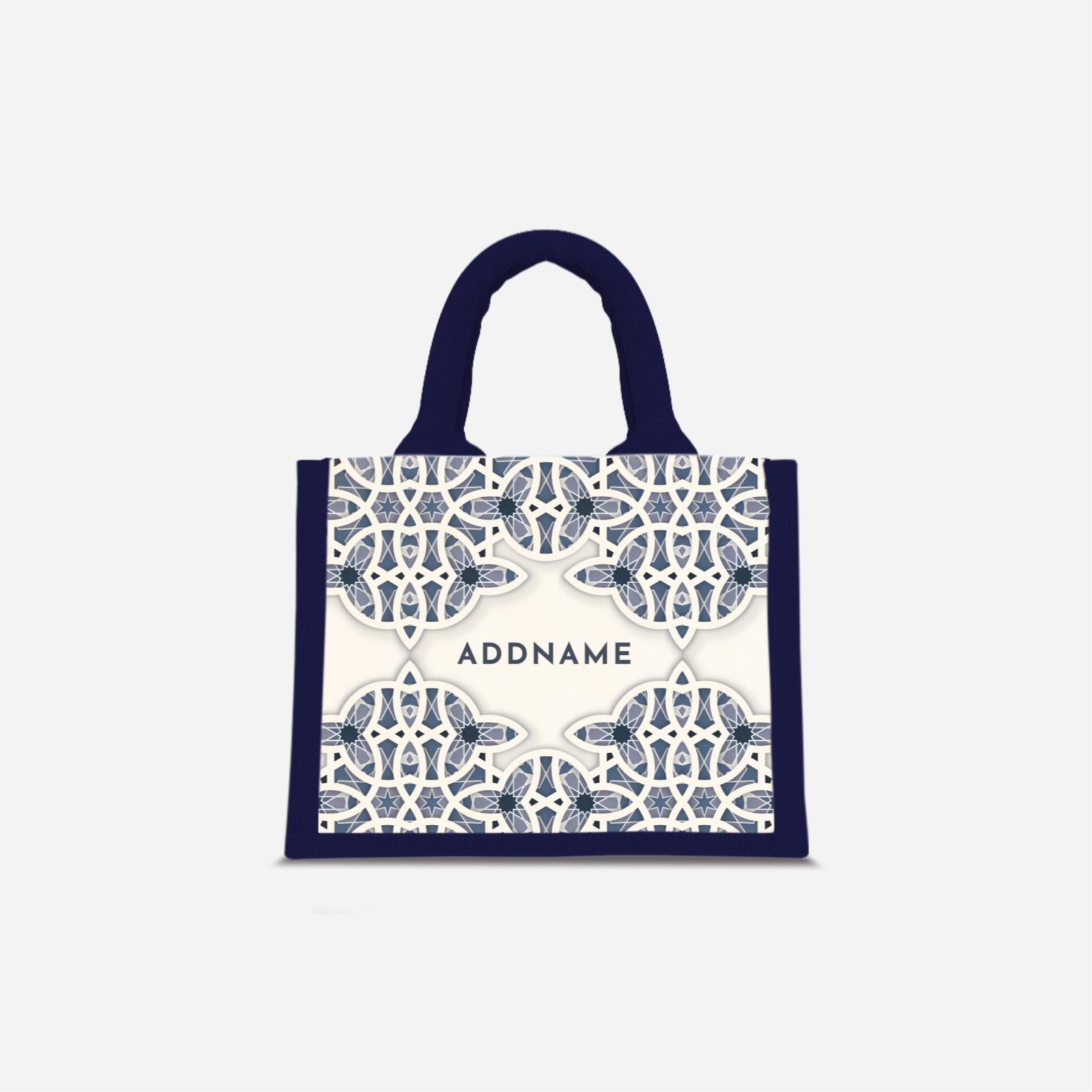Ratu Series Half Lining Mini Jute Bag - Blue