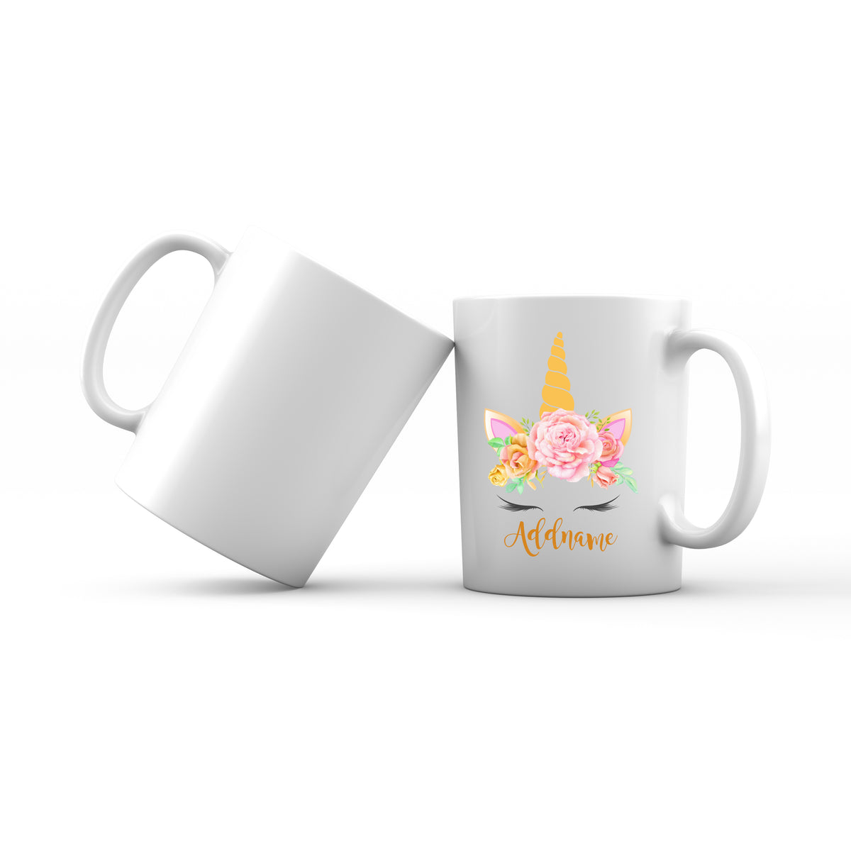 Sweet Rose Garland Unicorn Face Addname Mug