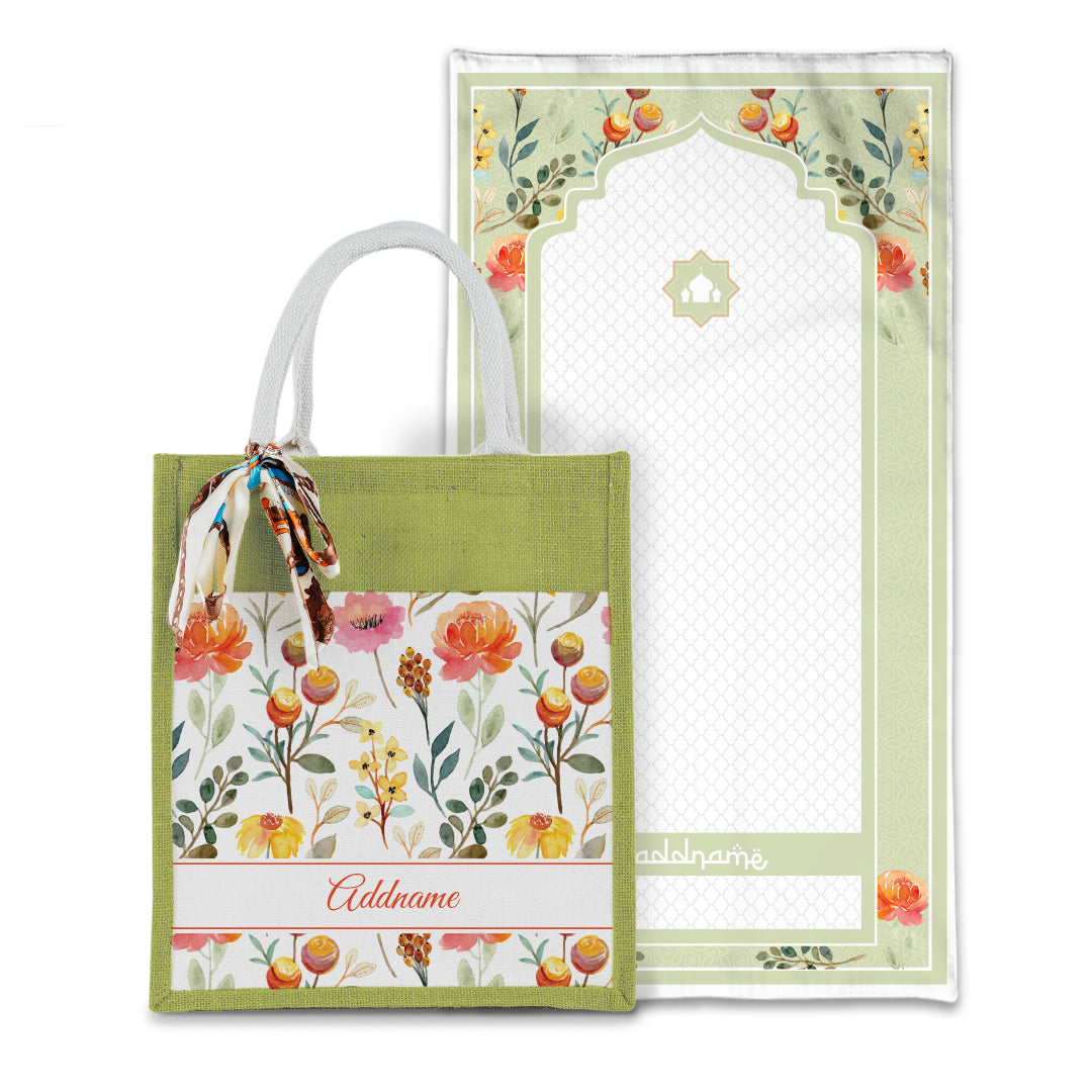 Laura Carnelian Sejadah with Matching Colourful Jute Bag