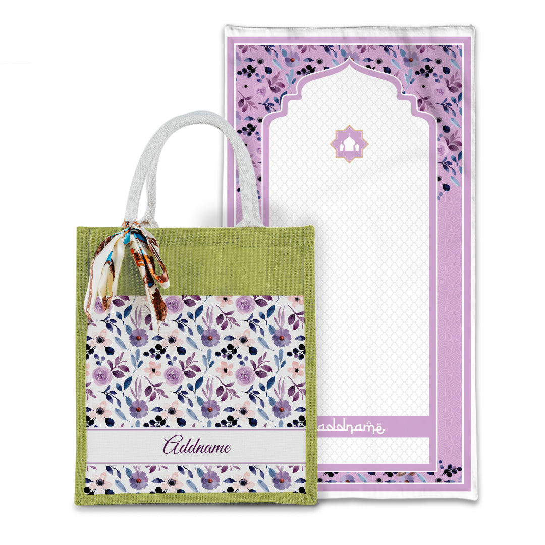 Laura Violet Sejadah with Matching Colourful Jute Bag