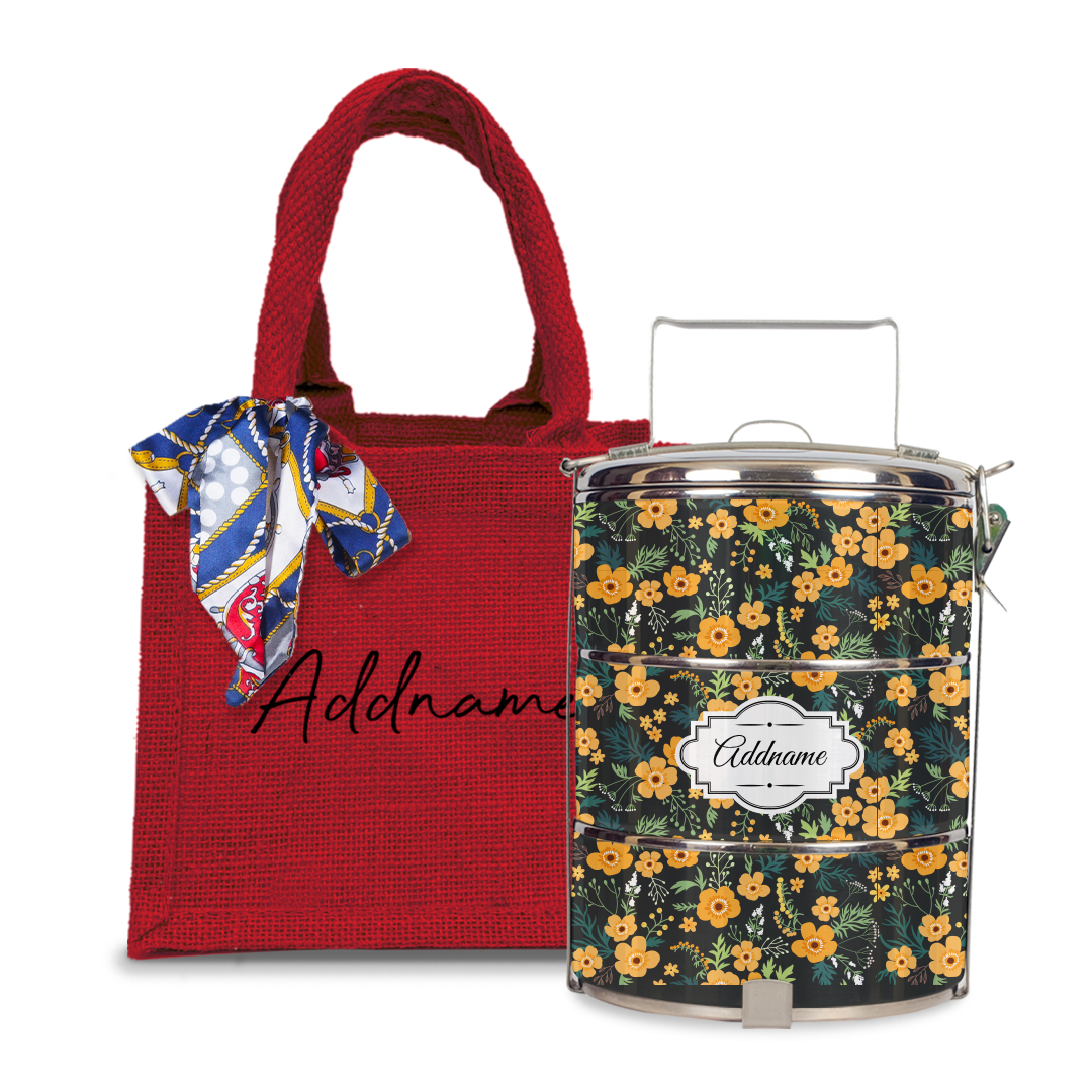Yellow Windflower Tiffin Carrier