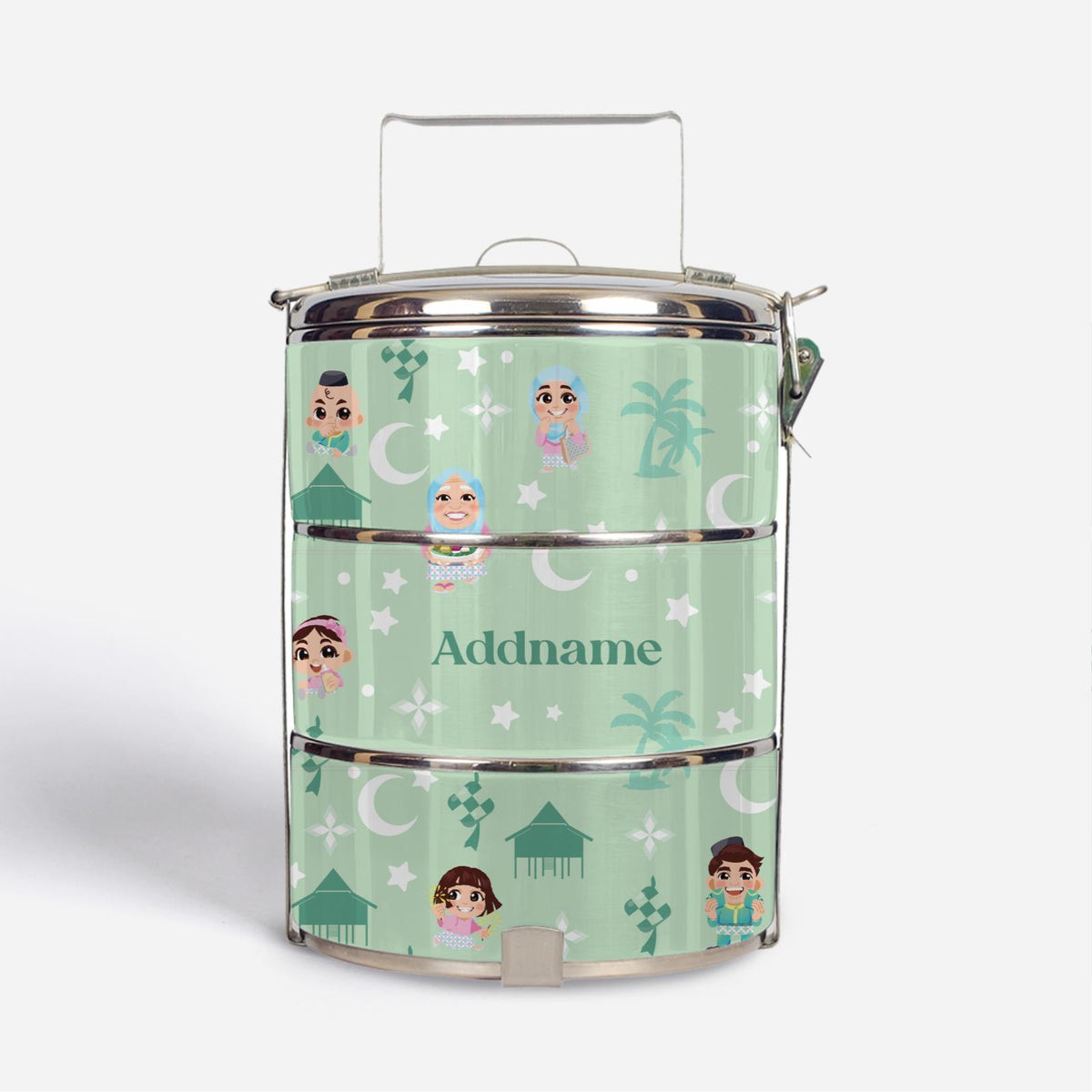 Seindah Lebaran Tiffin Carrier - Pastel Green