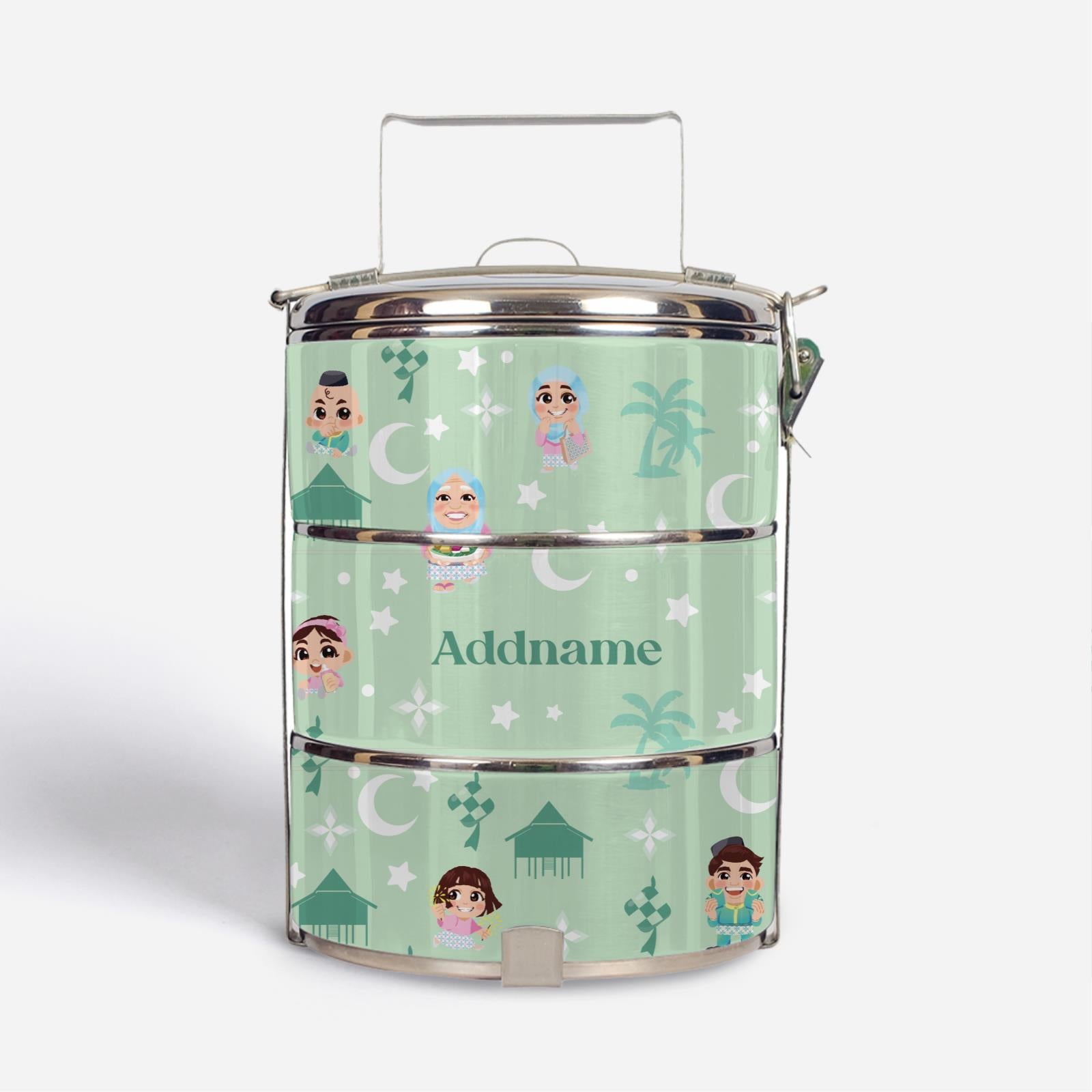 Seindah Lebaran Tiffin Carrier - Pastel Green