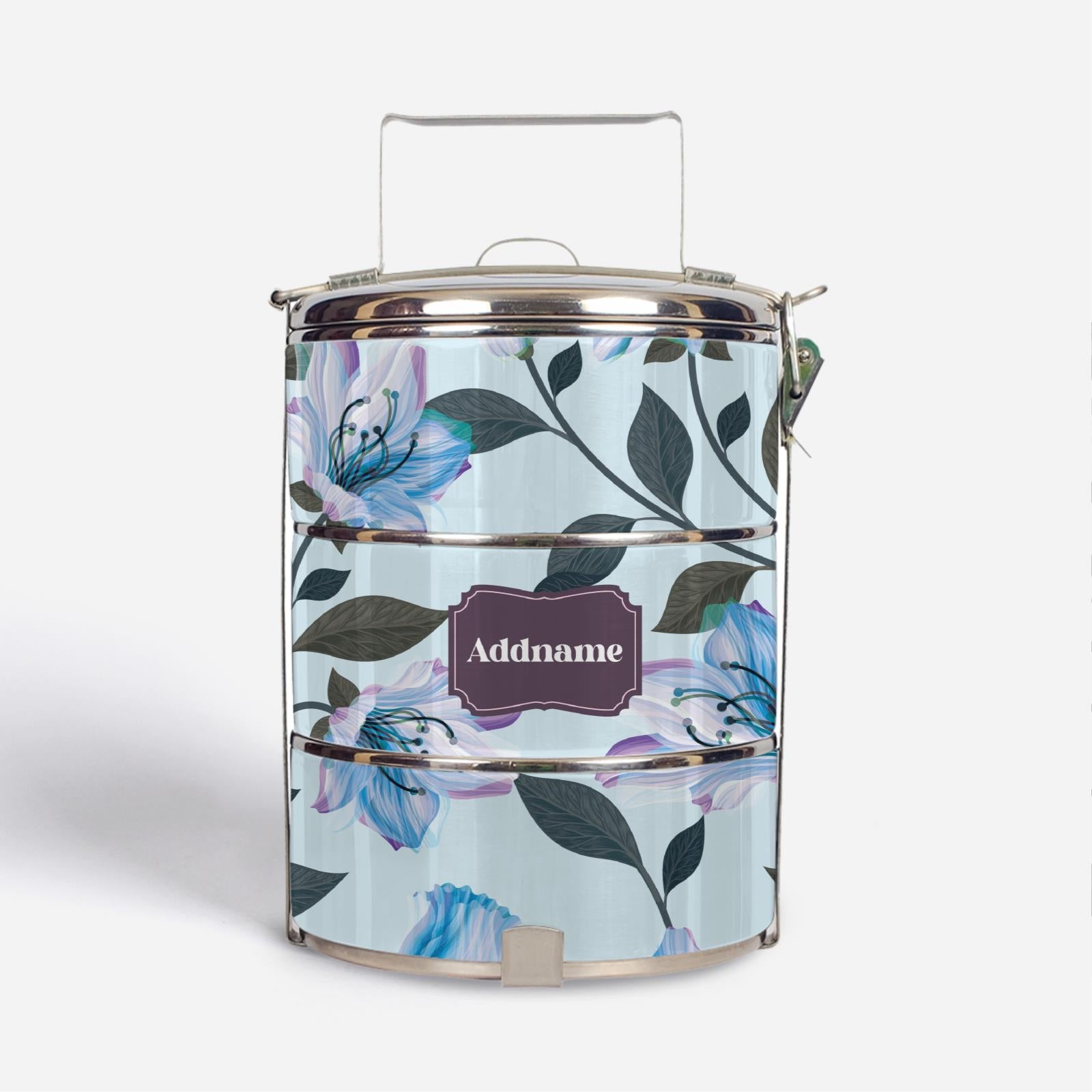 Classic Kesuma - Icy Blue - Three-Tier Tiffin Carrier