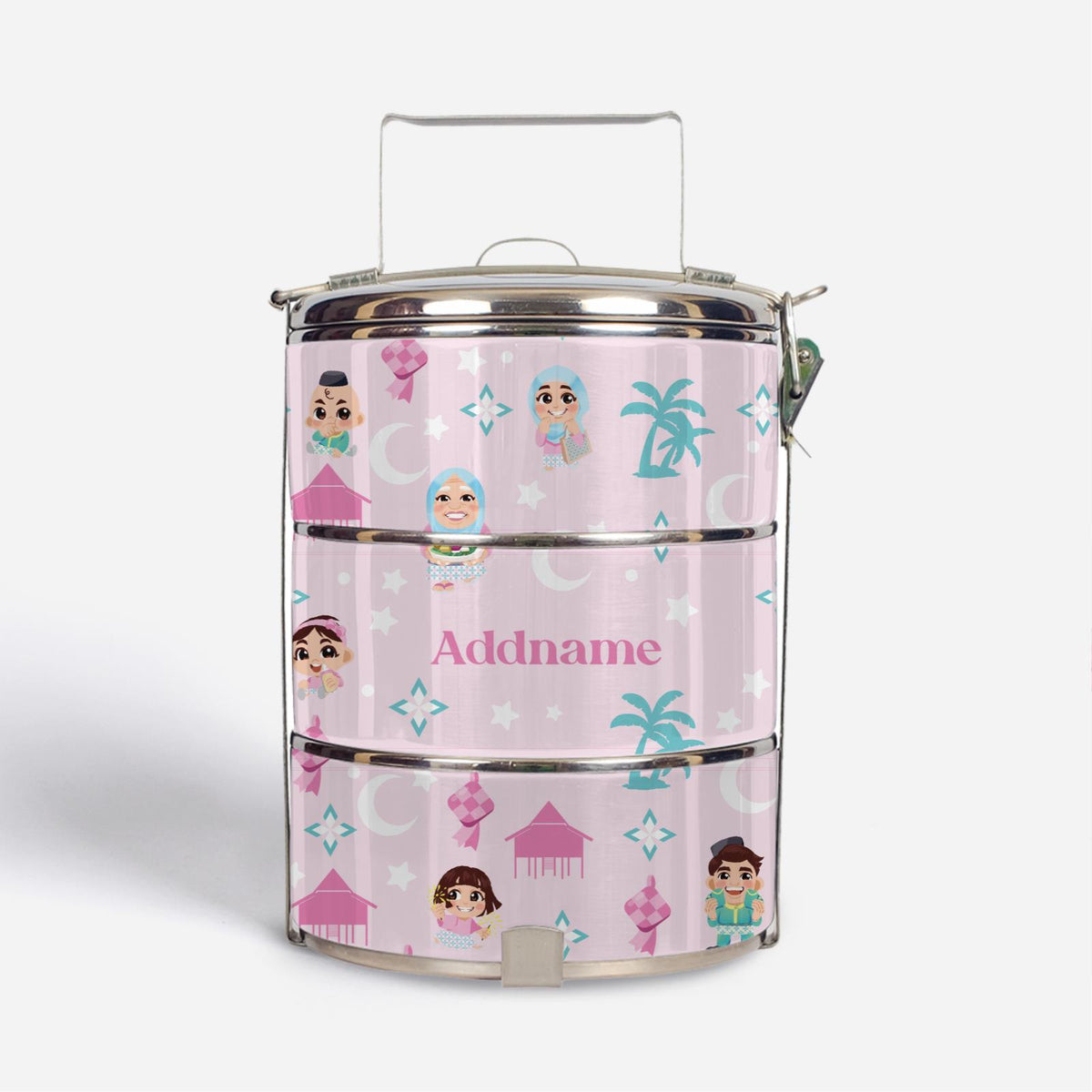 Seindah Lebaran Tiffin Carrier - Pastel Pink