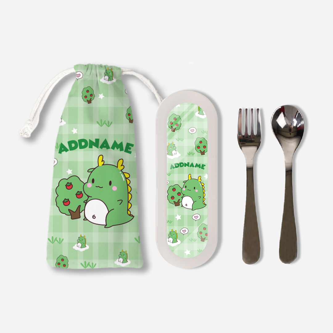 Cute Doodle Series Kids Foodie Set - Green Dinosaur