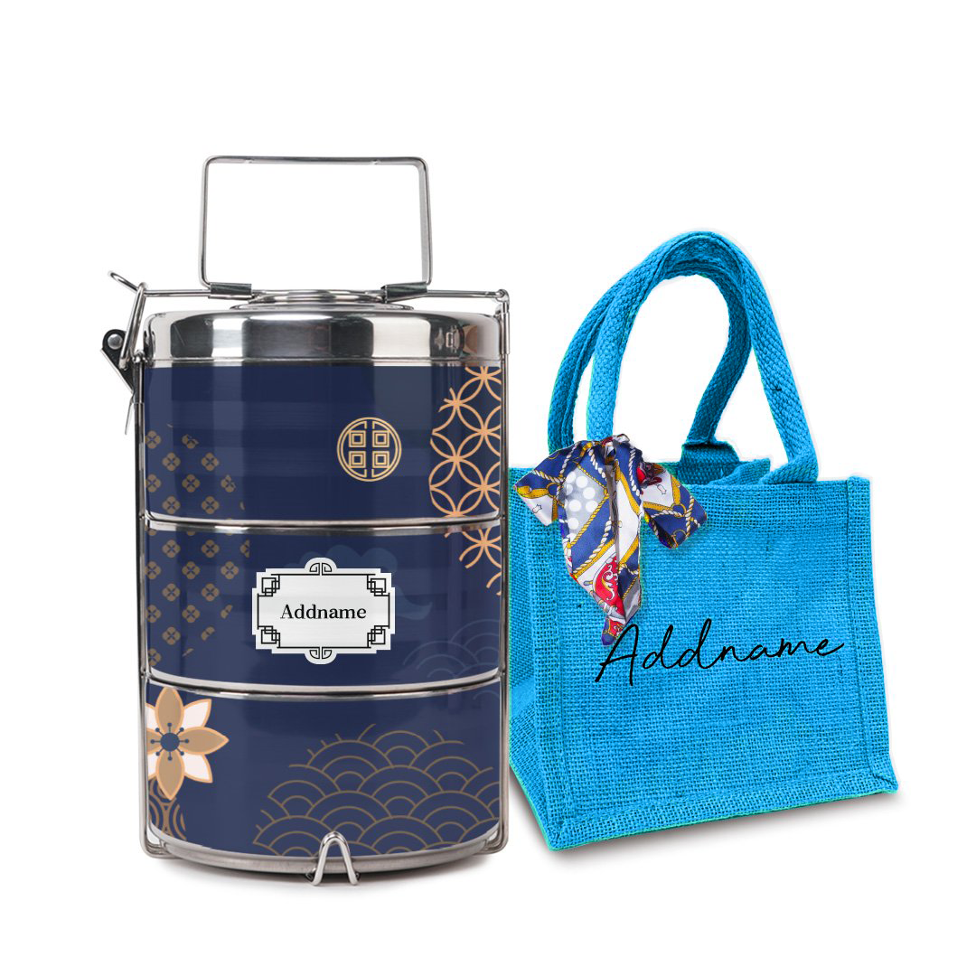 Japanese Golden Navy Tiffin Carrier