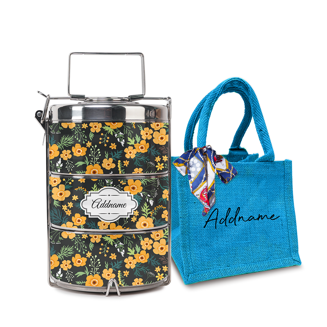 Yellow Windflower Tiffin Carrier
