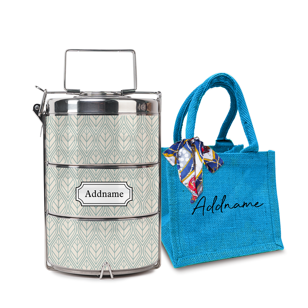 Minimal Geometric Leaf Tiffin Carrier