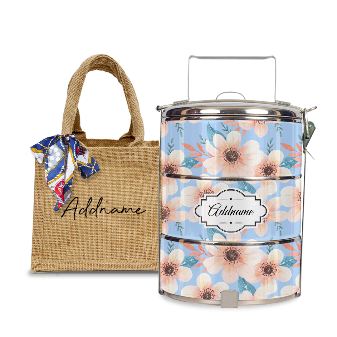 Pink Windflower Tiffin Carrier