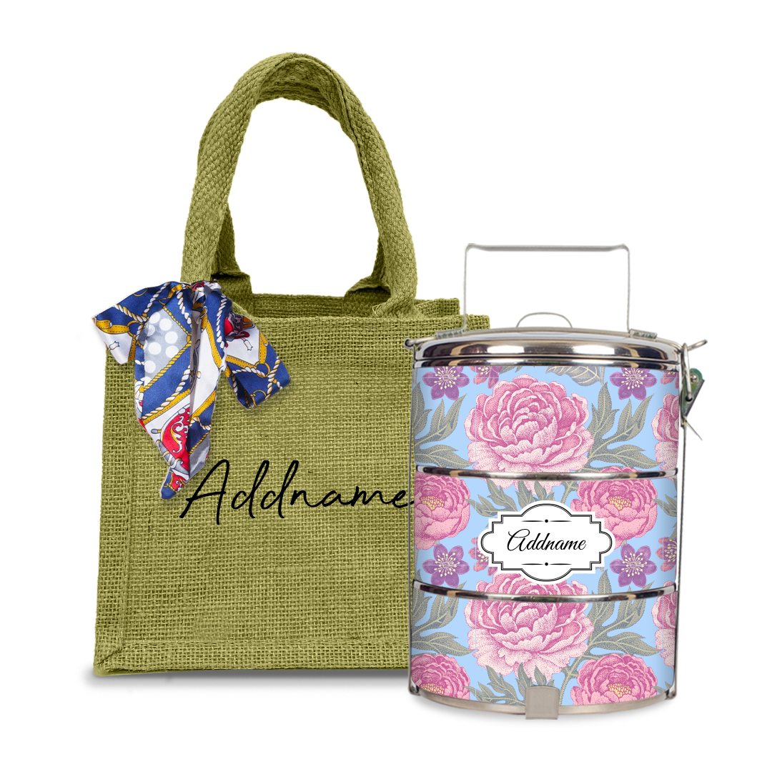 Peony Flower Tiffin Carrier