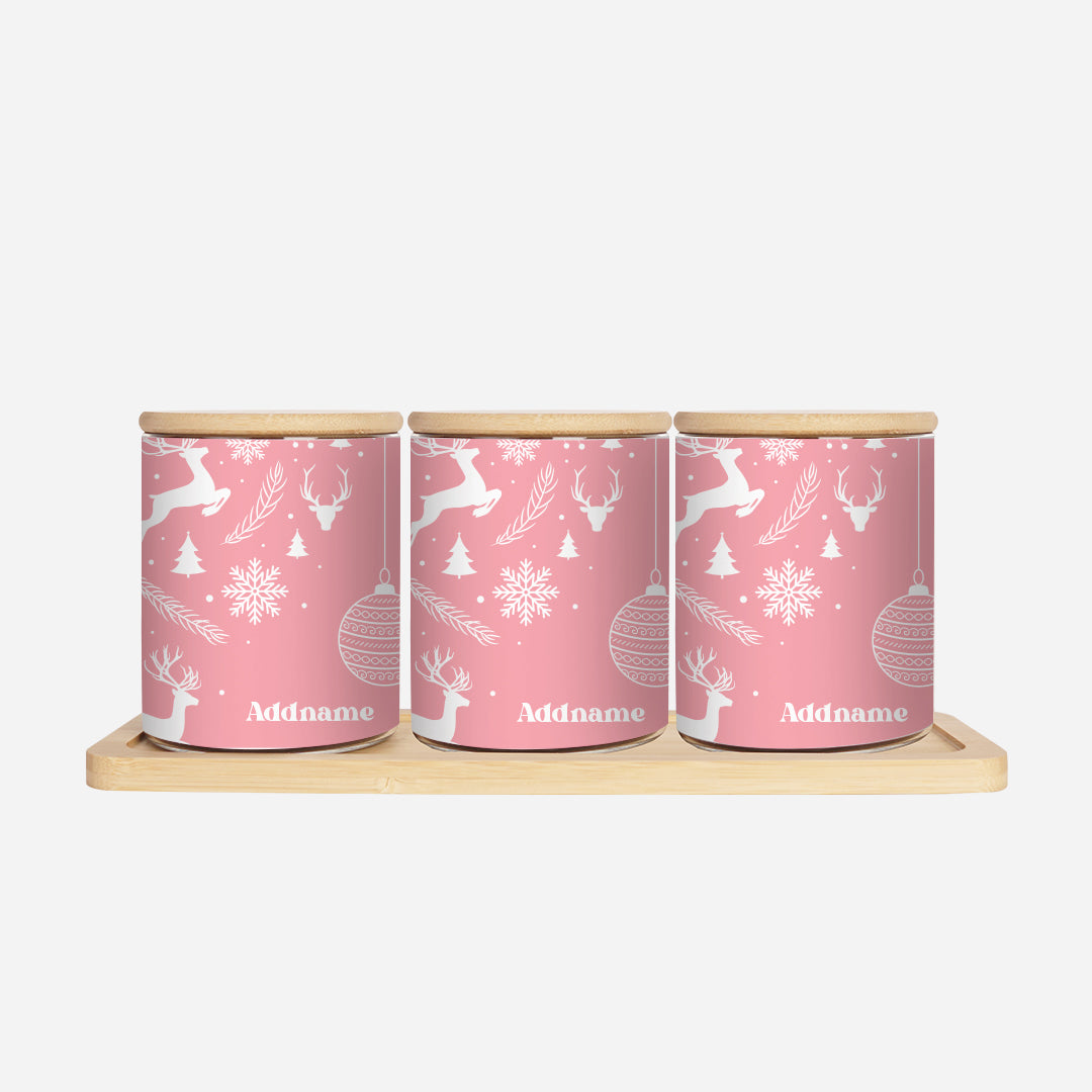 Christmas Series Canister - Jubilant Reindeers Pink
