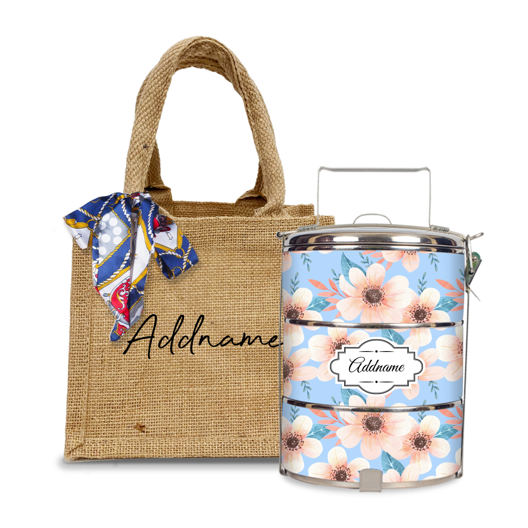 Pink Windflower Tiffin Carrier