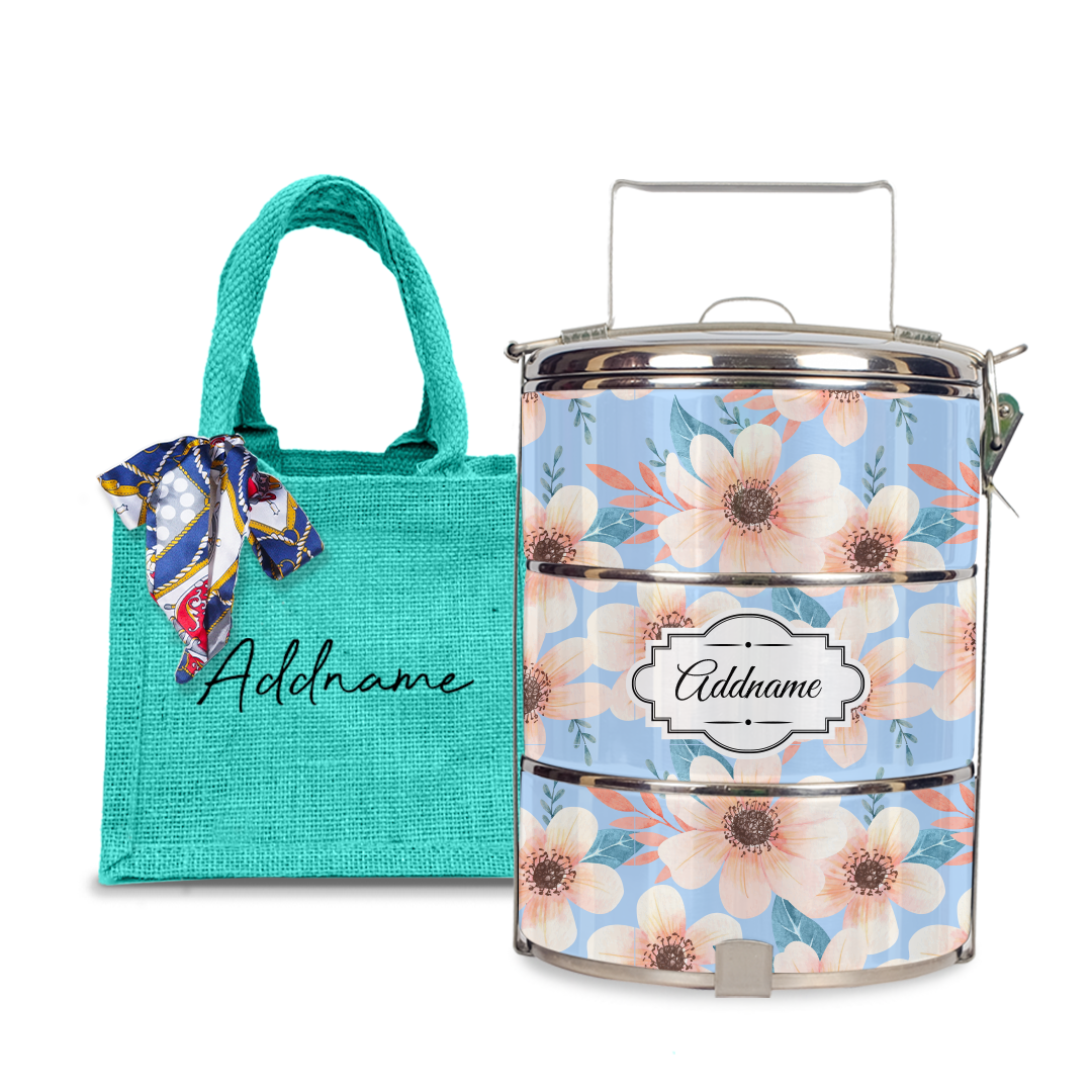 Pink Windflower Tiffin Carrier