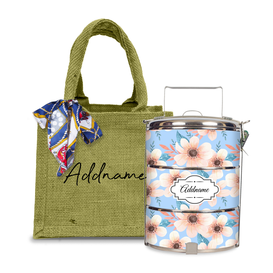 Pink Windflower Tiffin Carrier