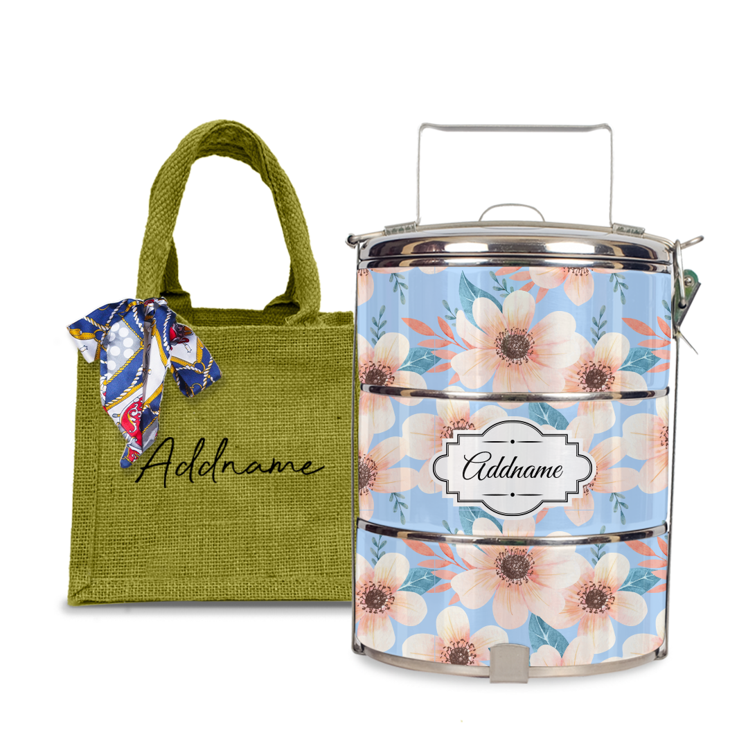 Pink Windflower Tiffin Carrier