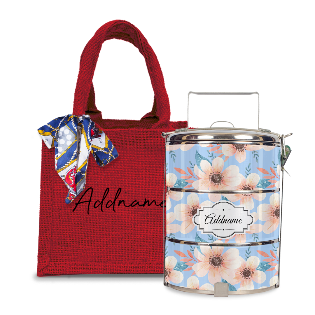 Pink Windflower Tiffin Carrier
