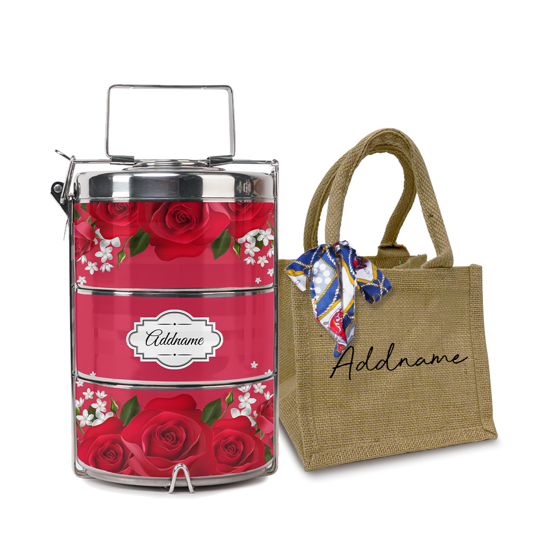Full Red Rose Tiffin Carrier