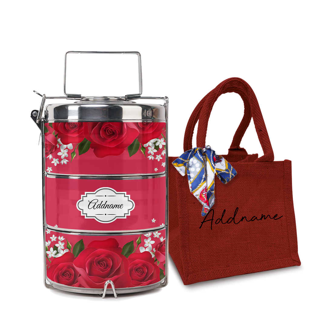 Full Red Rose Tiffin Carrier