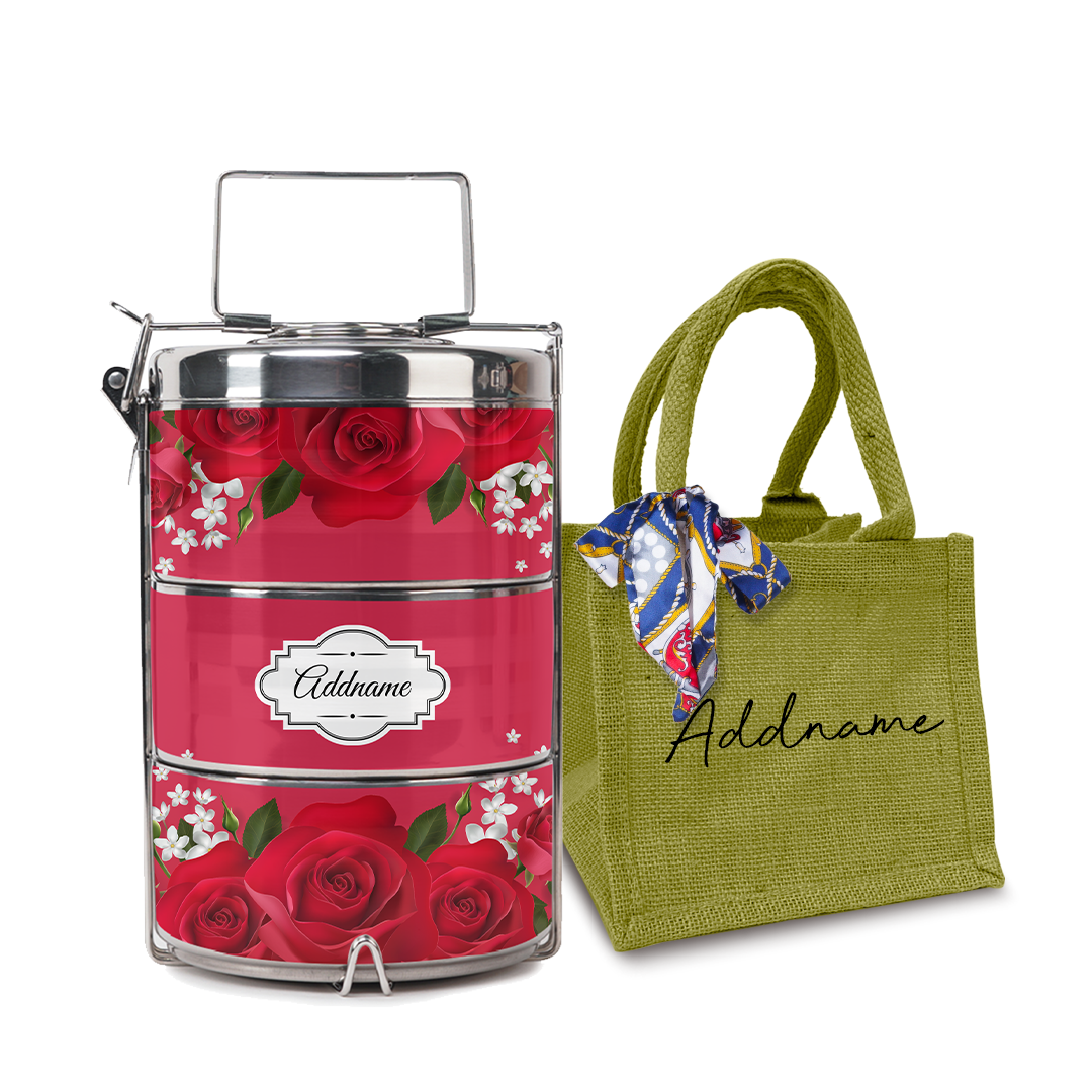 Full Red Rose Tiffin Carrier