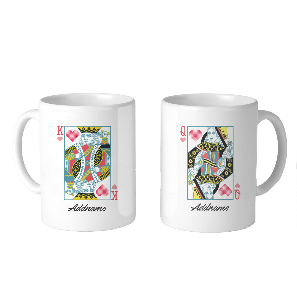 Valentine's Poker Card King & Queen Addname Mug
