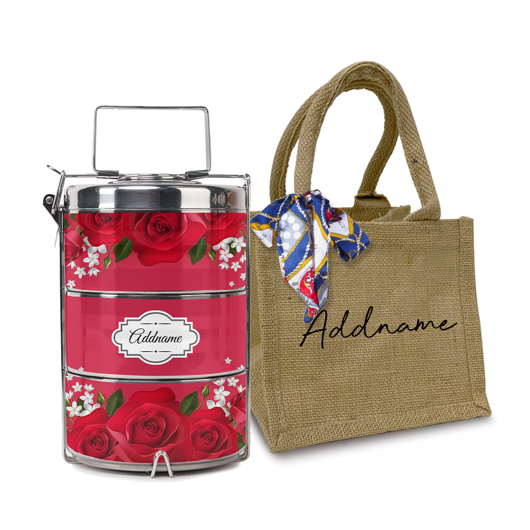 Full Red Rose Tiffin Carrier