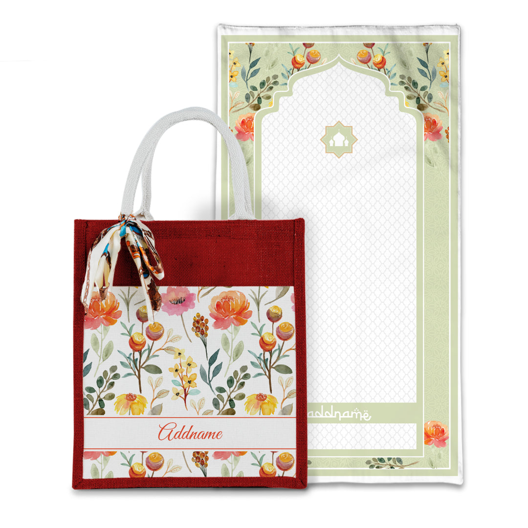 Laura Carnelian Sejadah with Matching Colourful Jute Bag