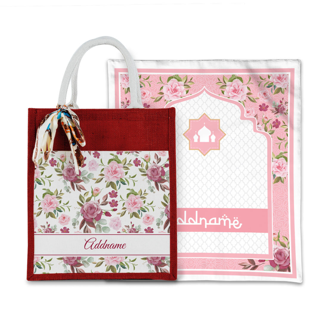 Laura Ruby Sejadah with Matching Colourful Jute Bag