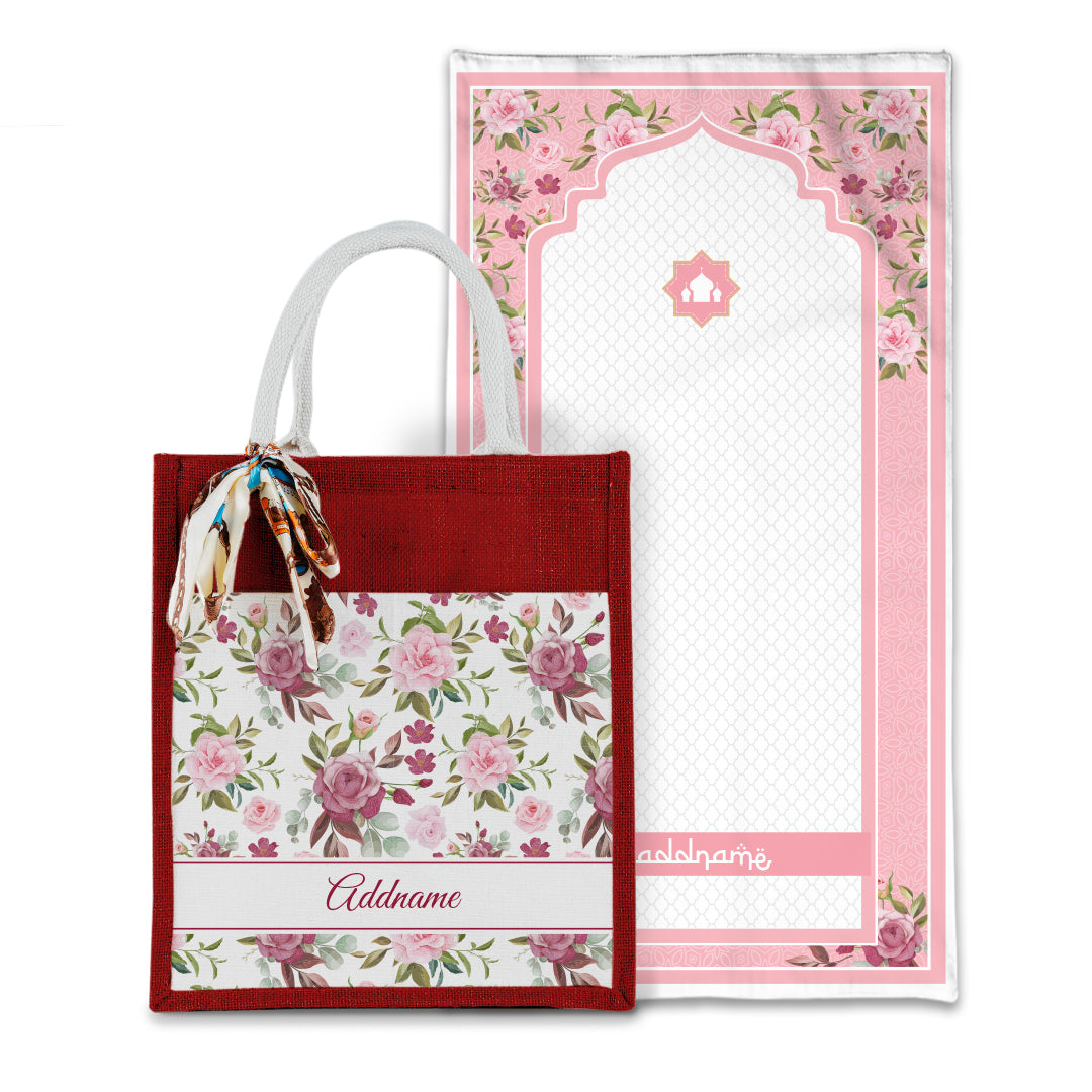 Laura Ruby Sejadah with Matching Colourful Jute Bag