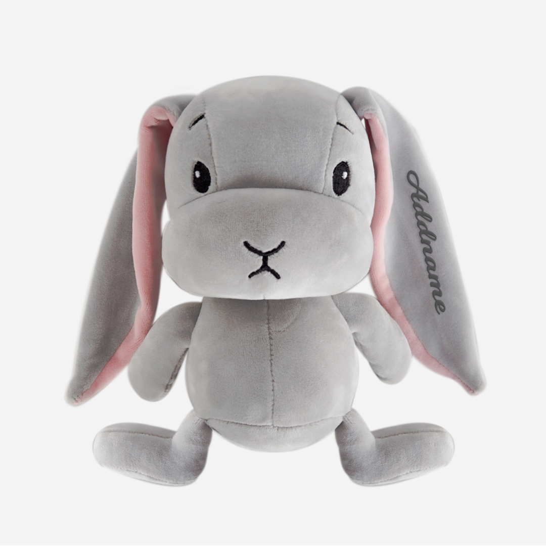 Grey Rabbit Doll with Dark Grey Embroidery