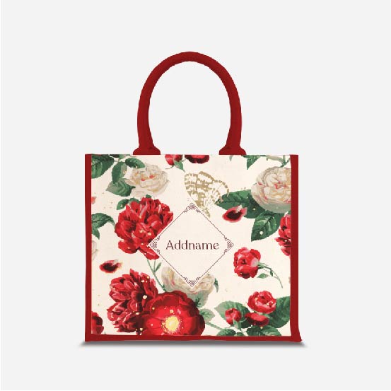 Royal Floral Scorching Passion - Red Jute Bag