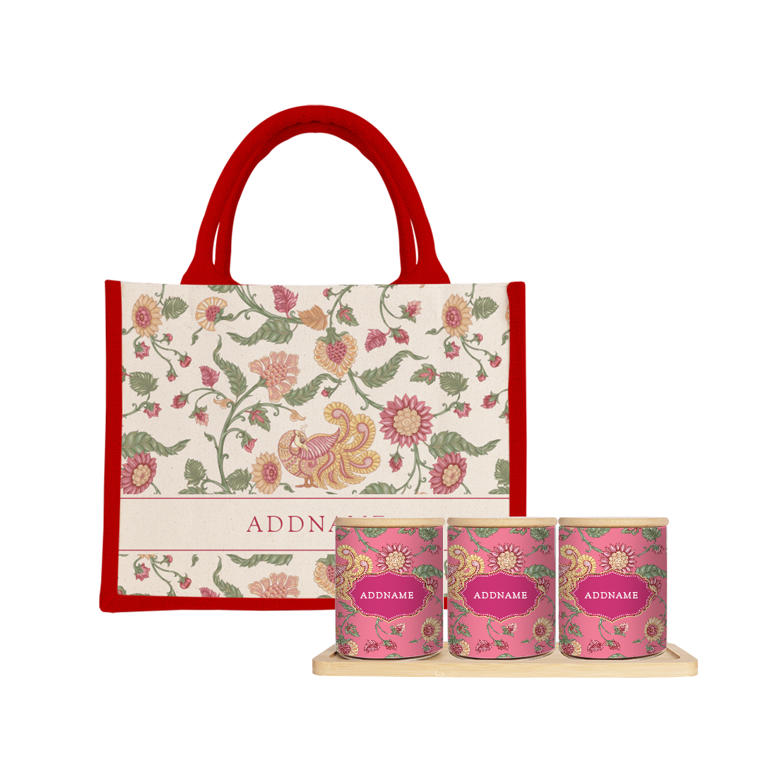 Batik Series - Cempaka Balang Raya Set (3 in 1) with Half Lining Small Jute Bag