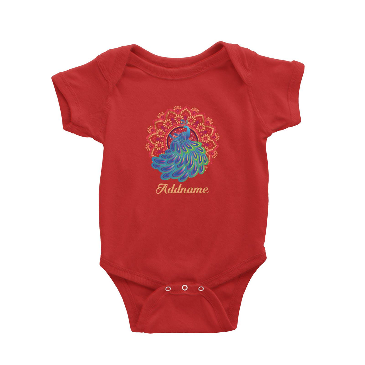 Deepavali Series Virtue Peacock with Red Mandala Baby Romper