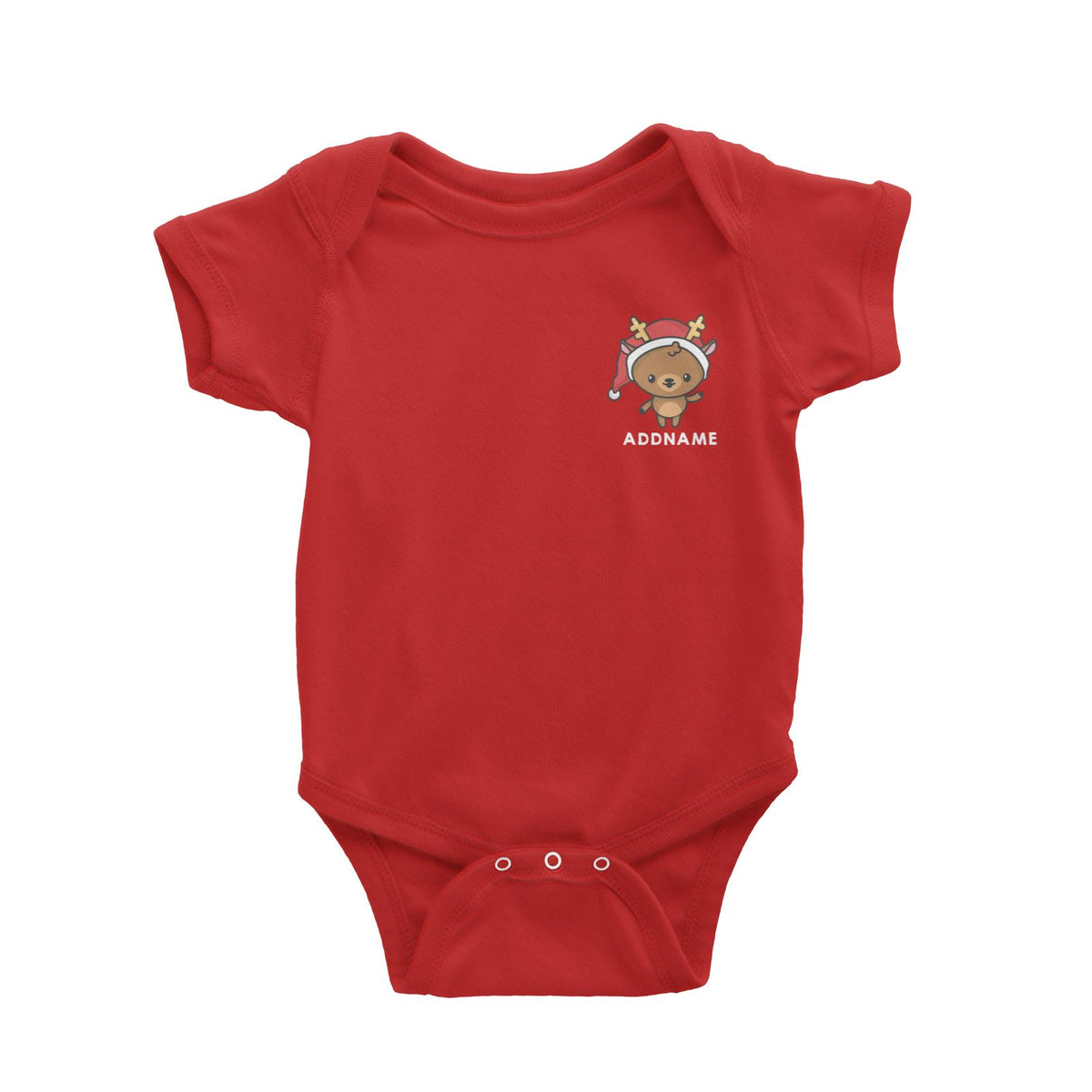 Christmas Cute Pocket Deer Addname Baby Romper