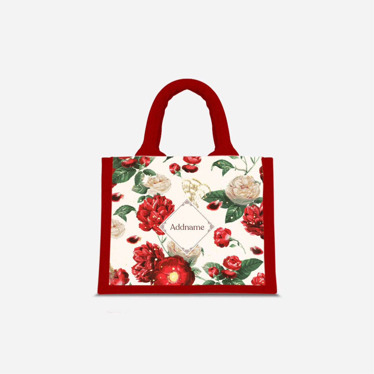Royal Floral Scorching Passion - Red Jute Bag
