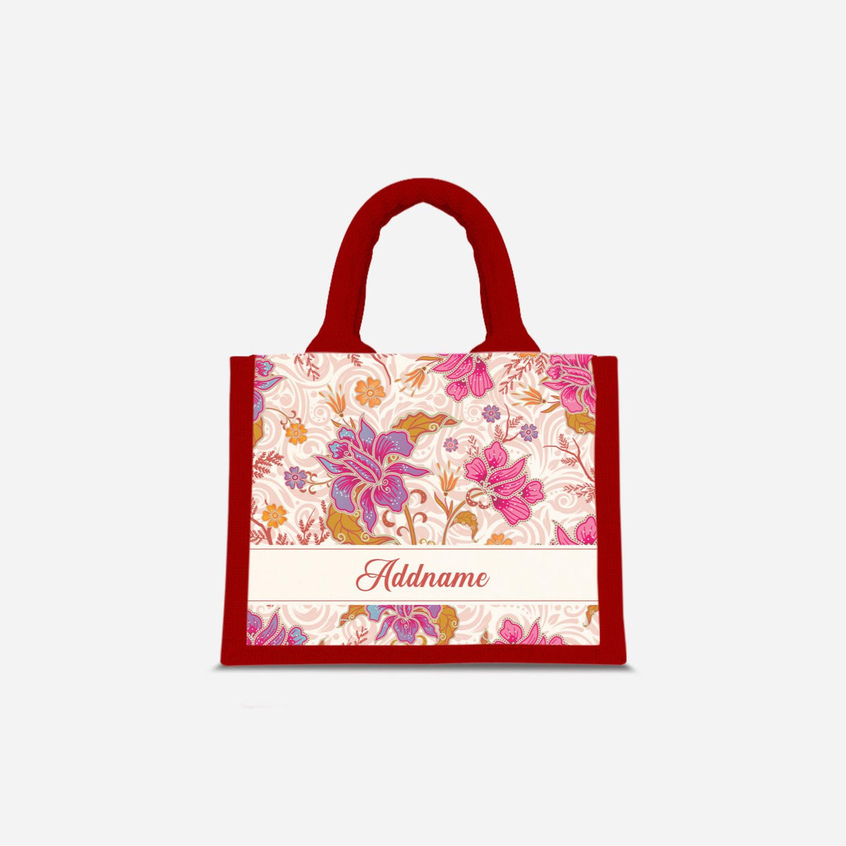 Modern Mahsuri series Half Lining Mini Jute Bag - Legend Red