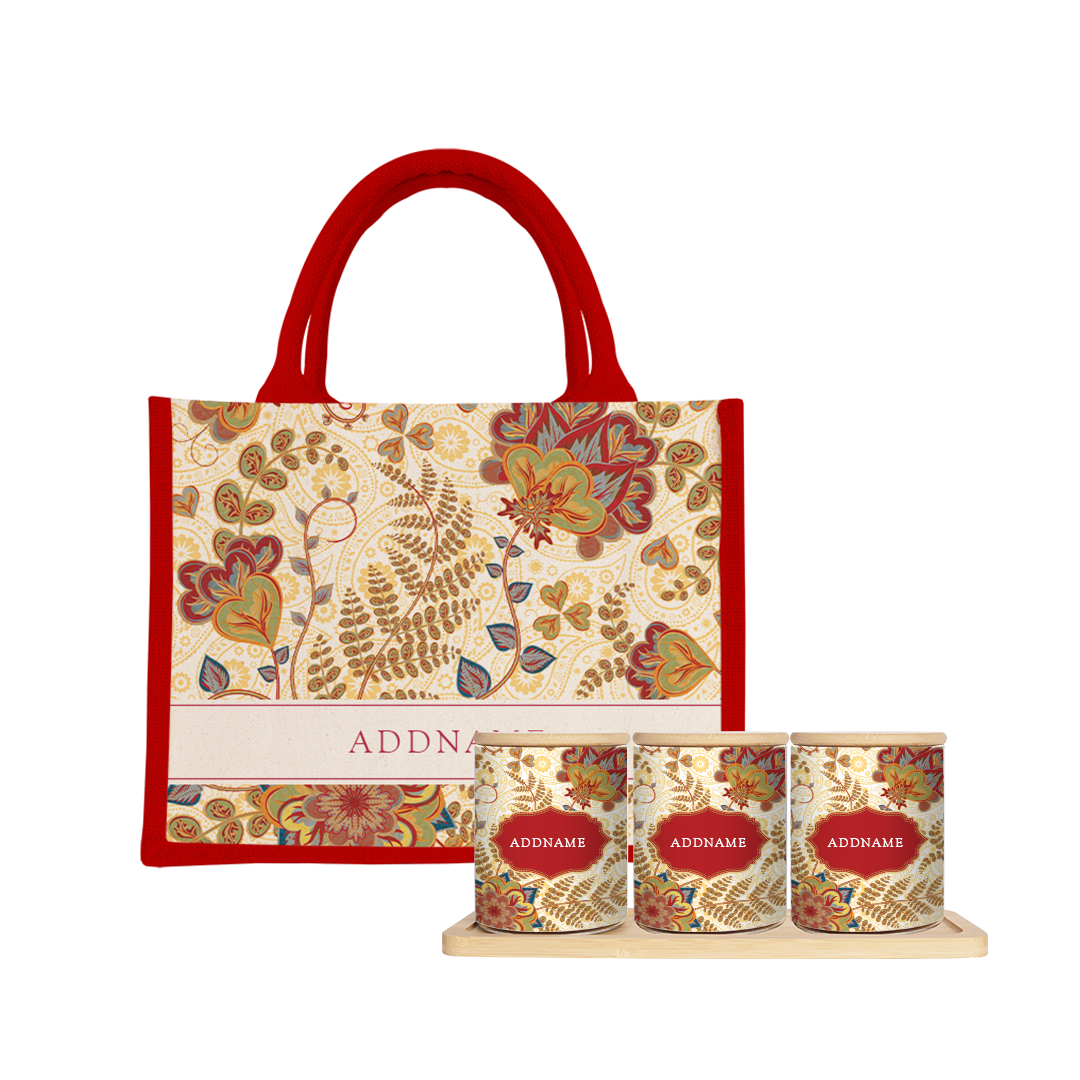 Batik Series - Mawar Balang Raya Set (3 in 1) with Half Lining Small Jute Bag