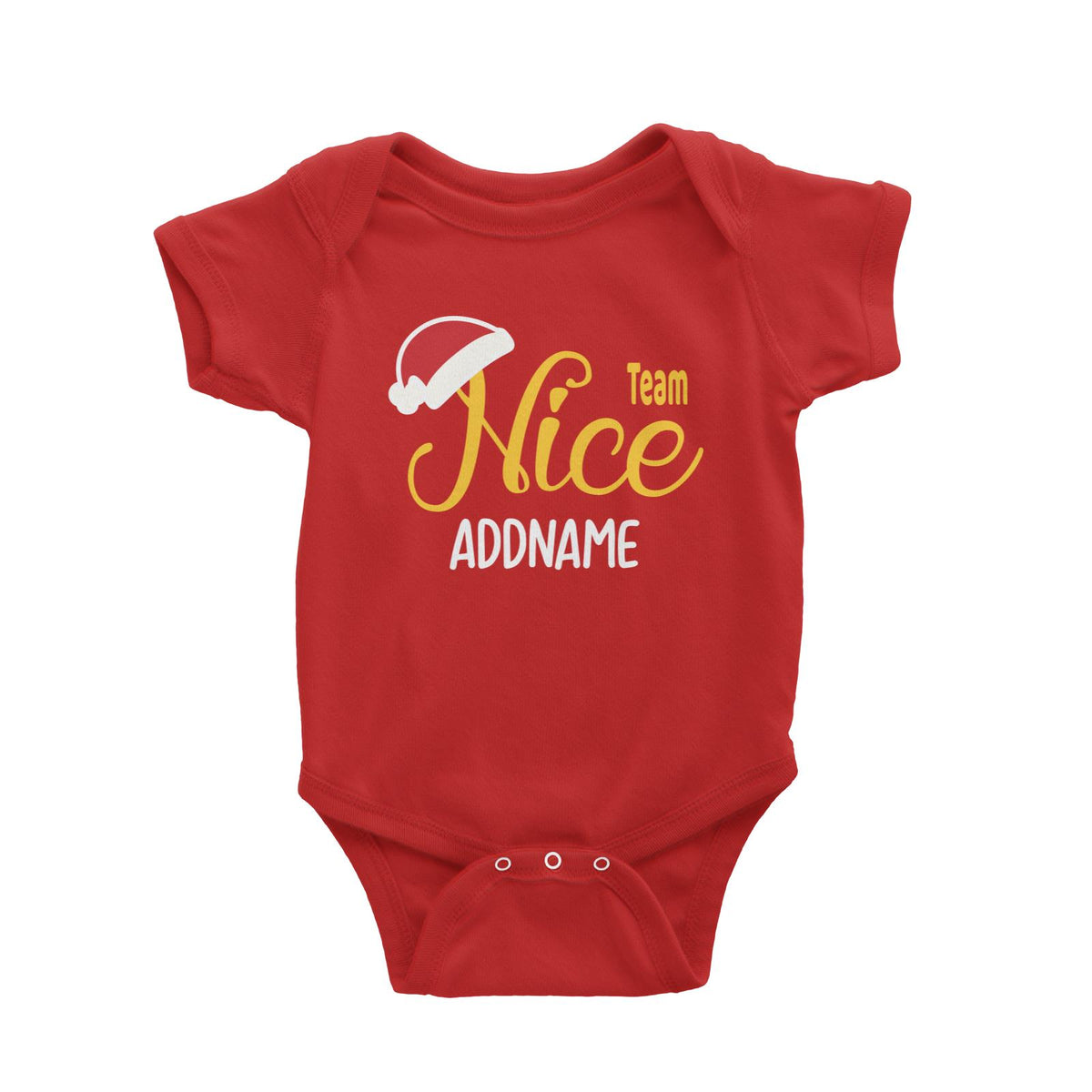 Xmas Team Nice with Santa Hat Baby Romper