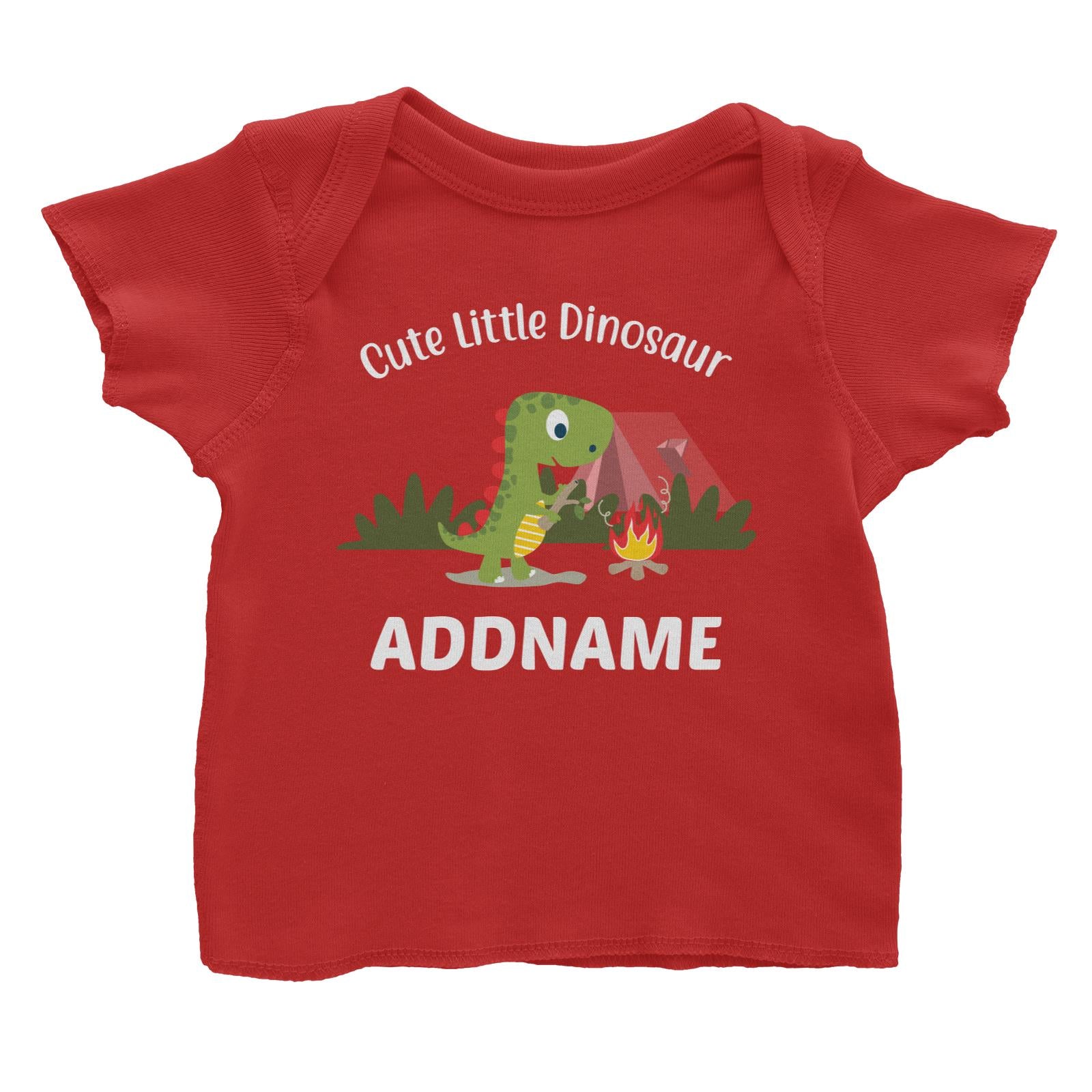 Cute Little Dinosaur Camp Fire Addname Baby T-Shirt
