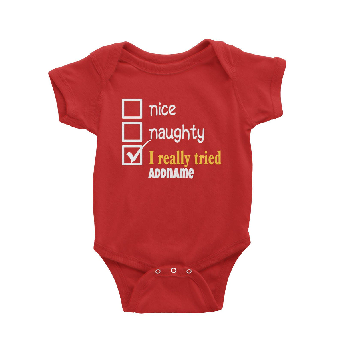 Xmas Nice Naughty I Really Tried Baby Romper